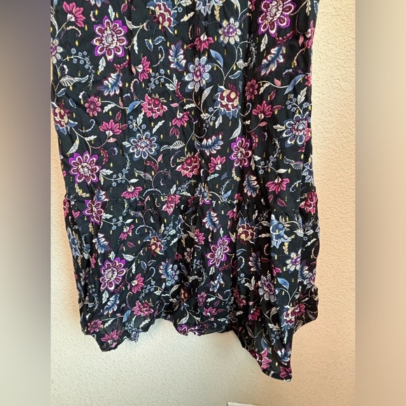 Lane Bryant Black Metallic Floral Bubble Sleeve Tie Neck Tiered Midi Dress 20 - Picture 8 of 12